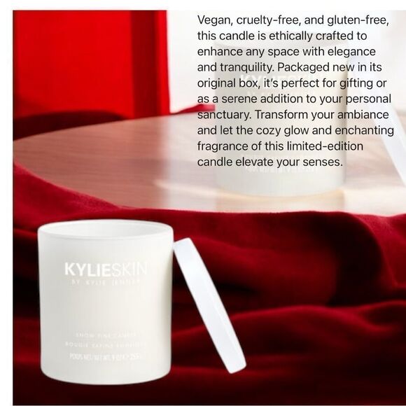 KYLIE COSMETICS/ Kylie Skin Snow Pine Candle-9oz Vegan Soy Wax,55-Hour B… - Picture 1 of 17